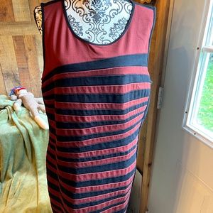 LADIES WOMENS PLUS SIZE 2X RED AND BLACK STRIPED DRESS